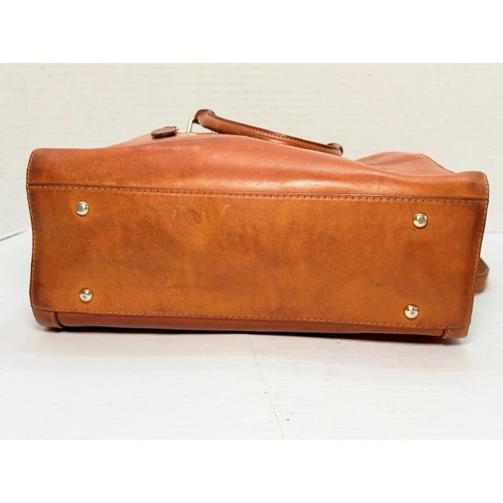 Dooney Bourke Alto Leather Satchel Saddle Shoulder Bag Cognac Brown‎ Italy Large